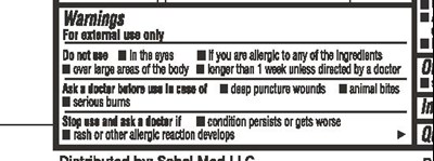 Warning Section (1oz Bacitracin Zinc Tube Warnings)